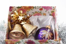 Christmas Toys In A Box Stock Photo