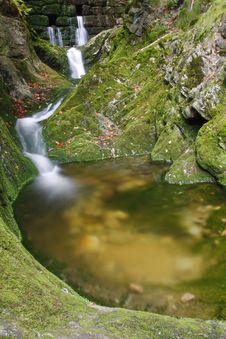 Waterfall On Mountain Stream Stock Photography