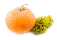 Pumpkin And Green Sweet Tasty Grapes Royalty Free Stock Photo Pumpkin And Green Sweet Tasty Grapes Royalty Free Stock Photo