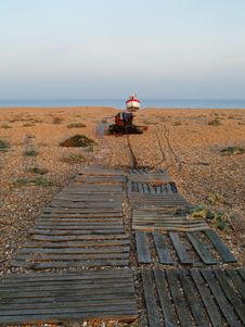 Wooden Walkway On Pebble Beach, Dungeness Royalty Free Stock Photo