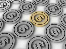 Display Of Dollar Coins Royalty Free Stock Photos