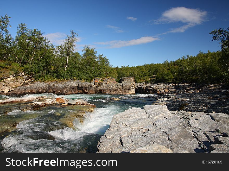 Flowing river, Abisko National Park in Sweden