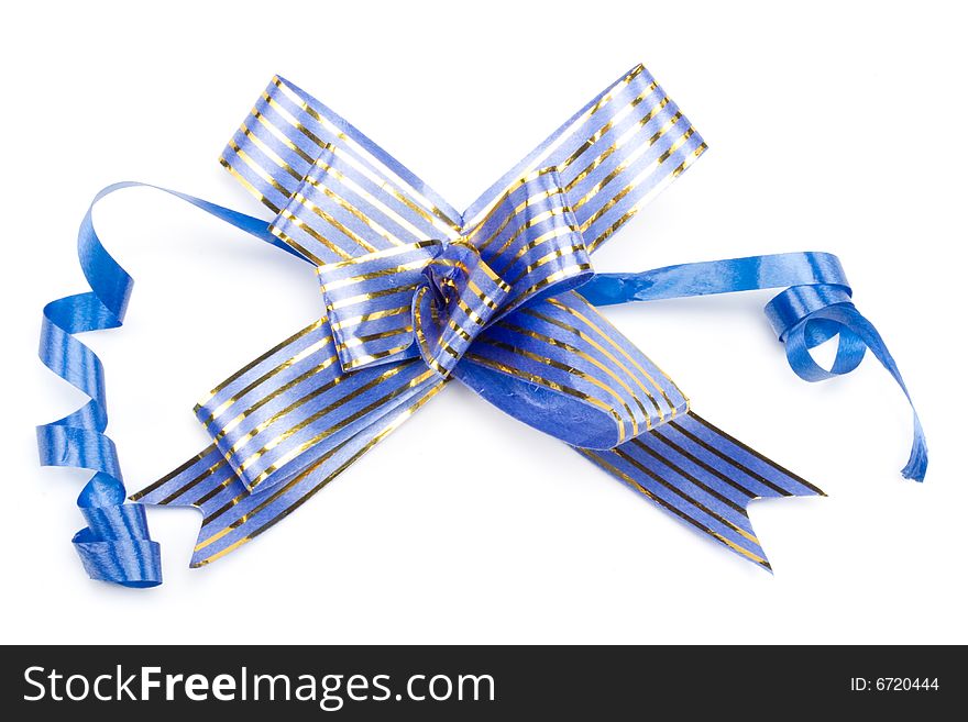 Blue bow on a white background