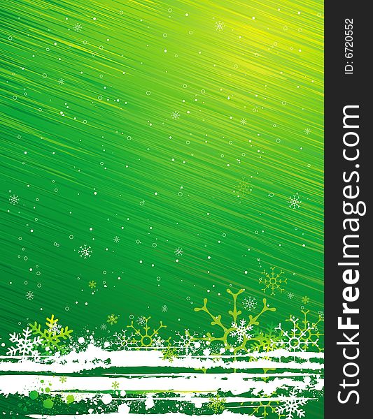 Green grunge christmas background, vector illustration