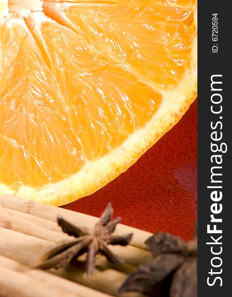 Orange fruit and anice close up. Orange fruit and anice close up