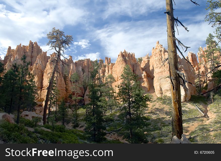 Bryce Canyon rocks in sunset