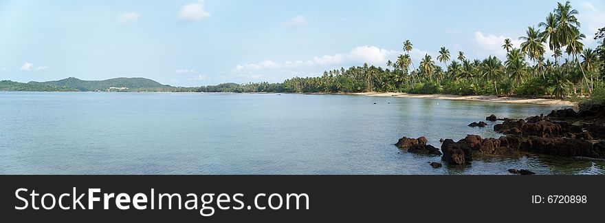 Long sandy bay on Koh Mak, Thailand