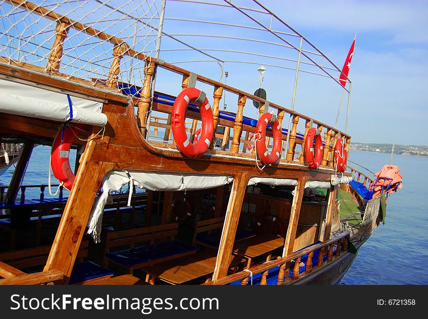 Lifebuoy on a boat in Turkey