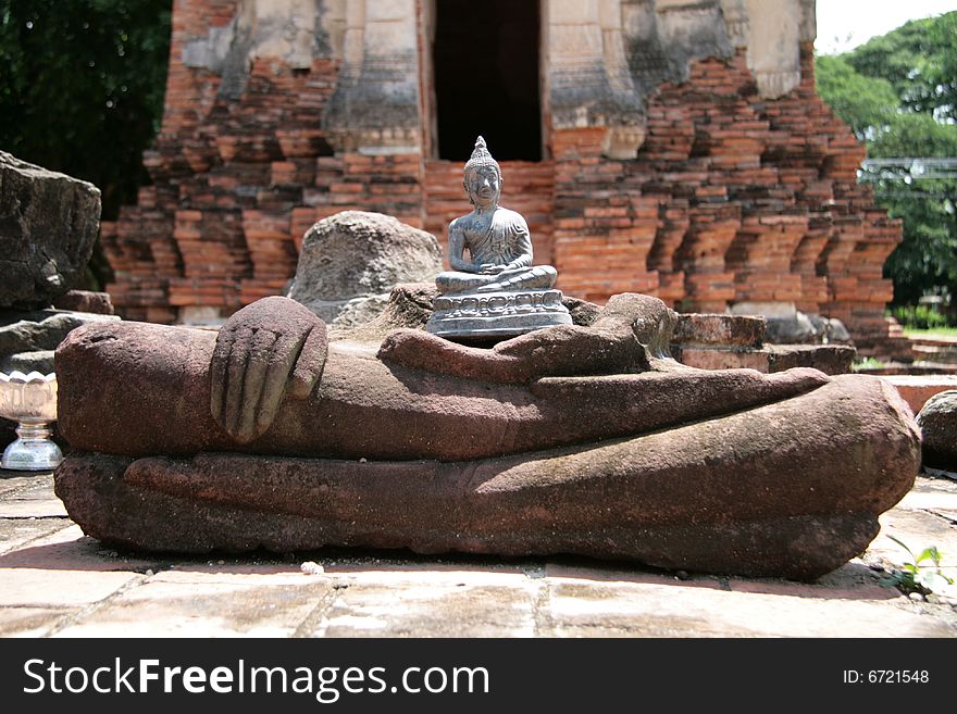 Old and new Buddha in Ayuttaya, Thailand. Old and new Buddha in Ayuttaya, Thailand