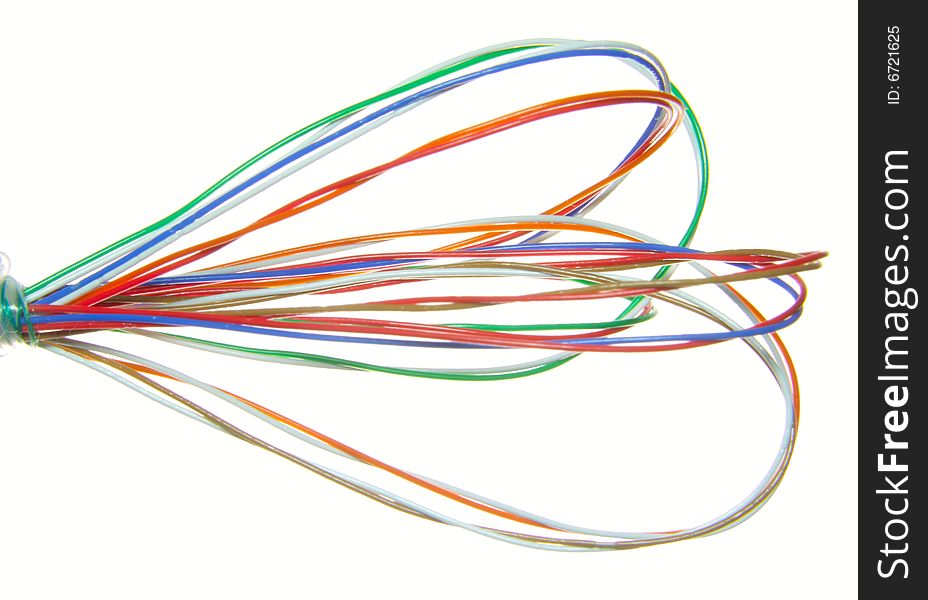 Multi - coloured telephone or telecommunication cable. Multi - coloured telephone or telecommunication cable
