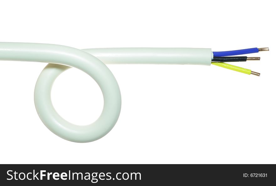 The cleared electric power cable with three lines. The cleared electric power cable with three lines