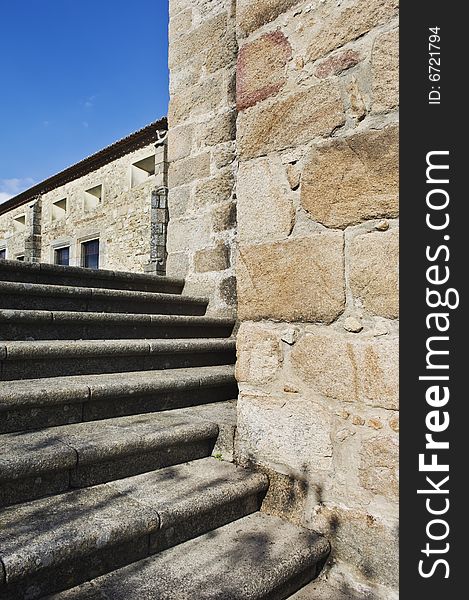 Granite stairway in an old historic building