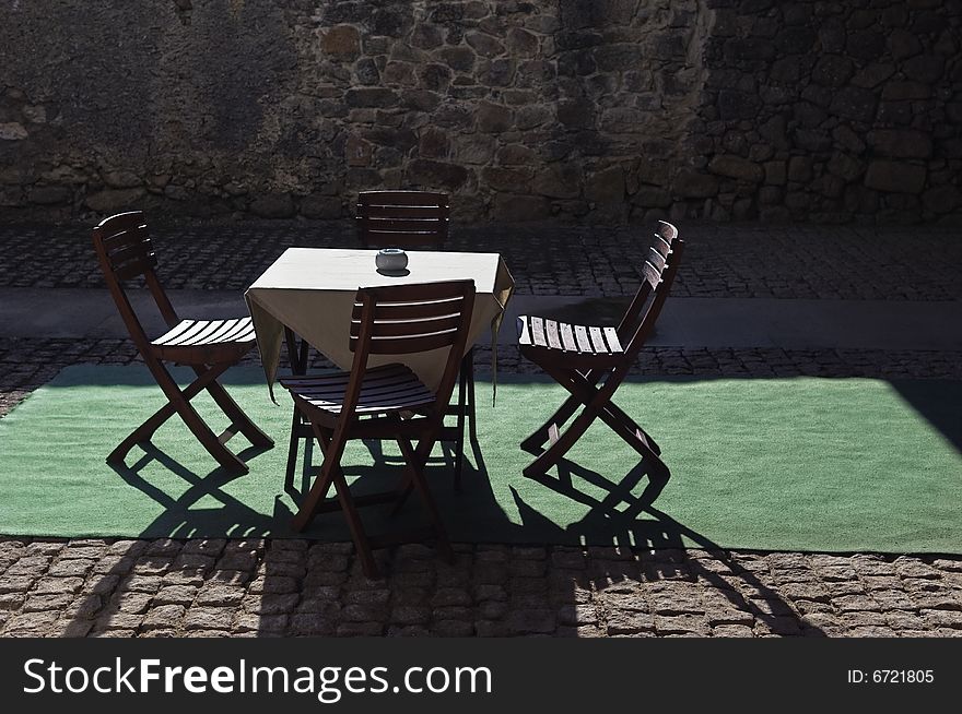 Inviting coffee table in the backyard. Inviting coffee table in the backyard