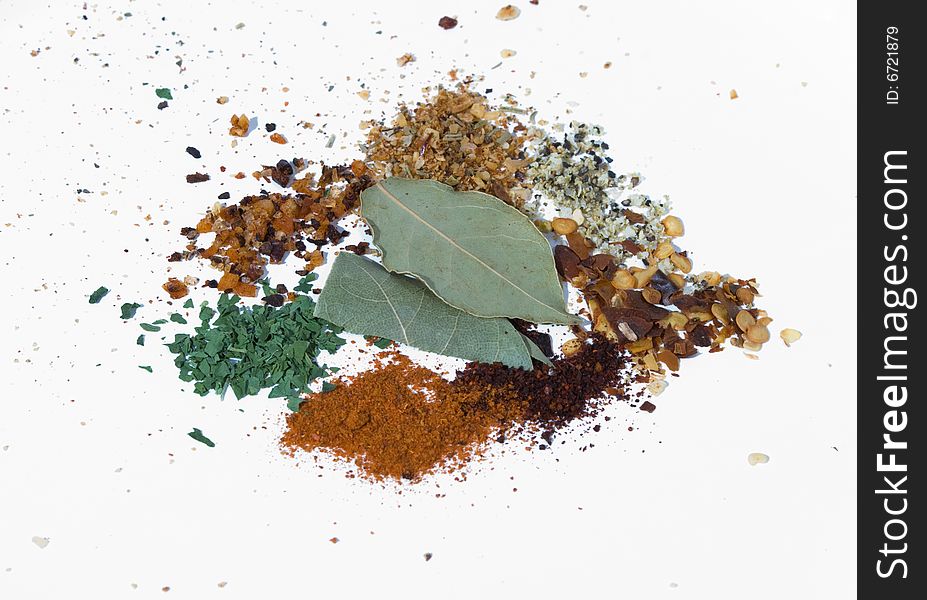 Close up view of various cooking spices