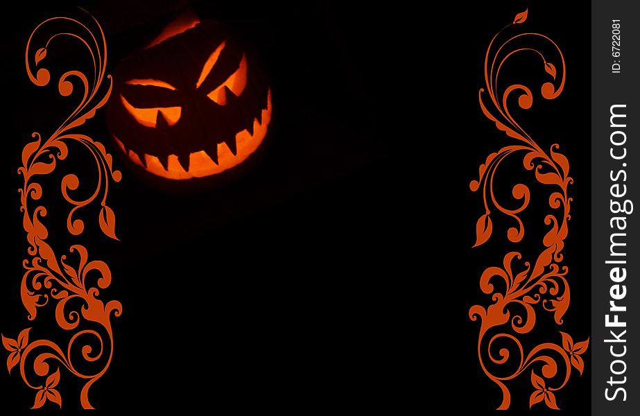 Jack-o'-lantern halloween illustration with orange and black background. Jack-o'-lantern halloween illustration with orange and black background