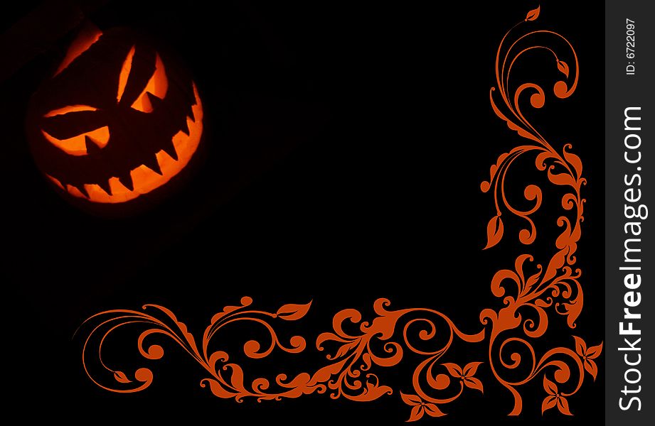 Jack-o'-lantern halloween illustration with orange and black background. Jack-o'-lantern halloween illustration with orange and black background