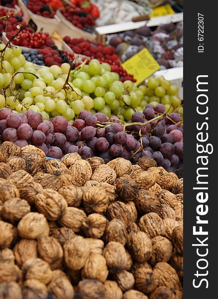 An exposure of fruit in beautiful show to the market. An exposure of fruit in beautiful show to the market