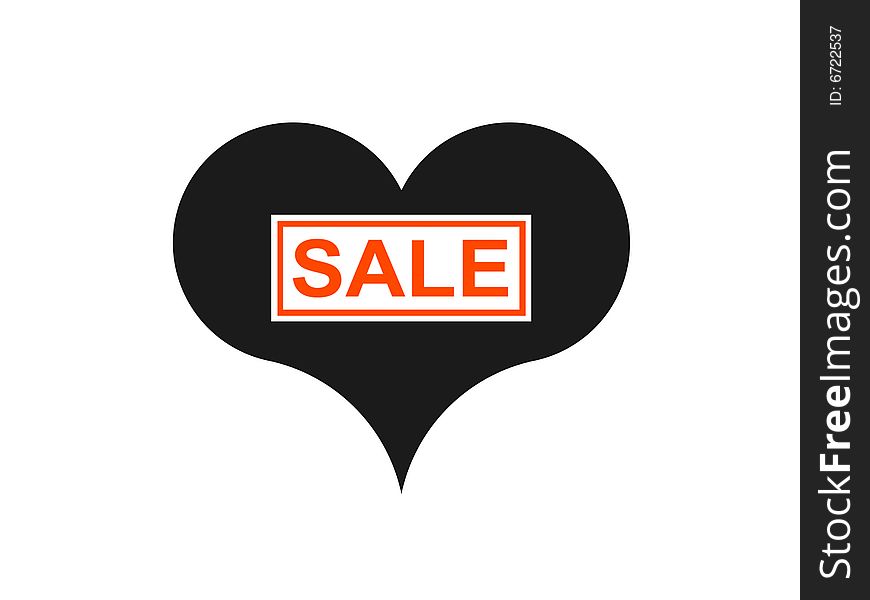 Symbol of black heart and signboard on a white background. Symbol of black heart and signboard on a white background