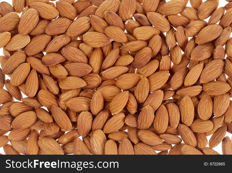 The cleared almond nut.Food background