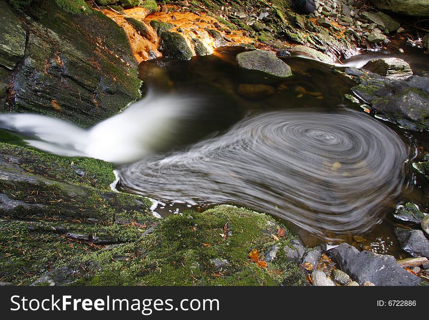 Water whirl on mountain stream