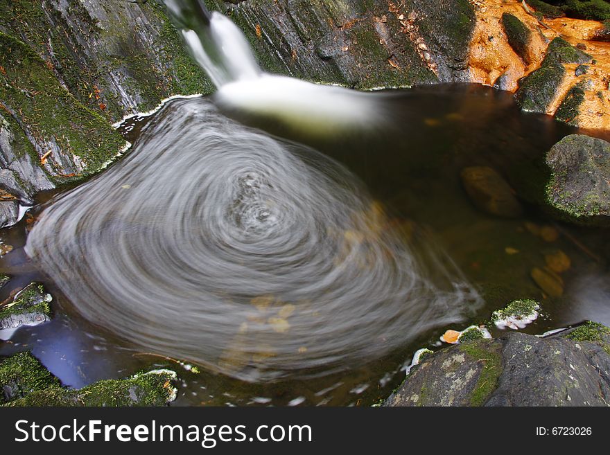 Water whirl on mountain stream. Water whirl on mountain stream