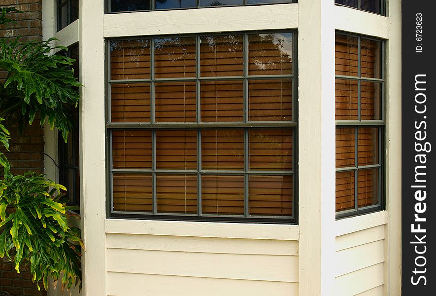 Photo of a bay window in a contemporary house. Photo of a bay window in a contemporary house