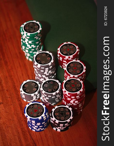 Poker chips in red and grey. Poker chips in red and grey