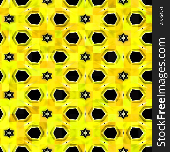 Retro texture with yellow and black stars and shapes. Retro texture with yellow and black stars and shapes
