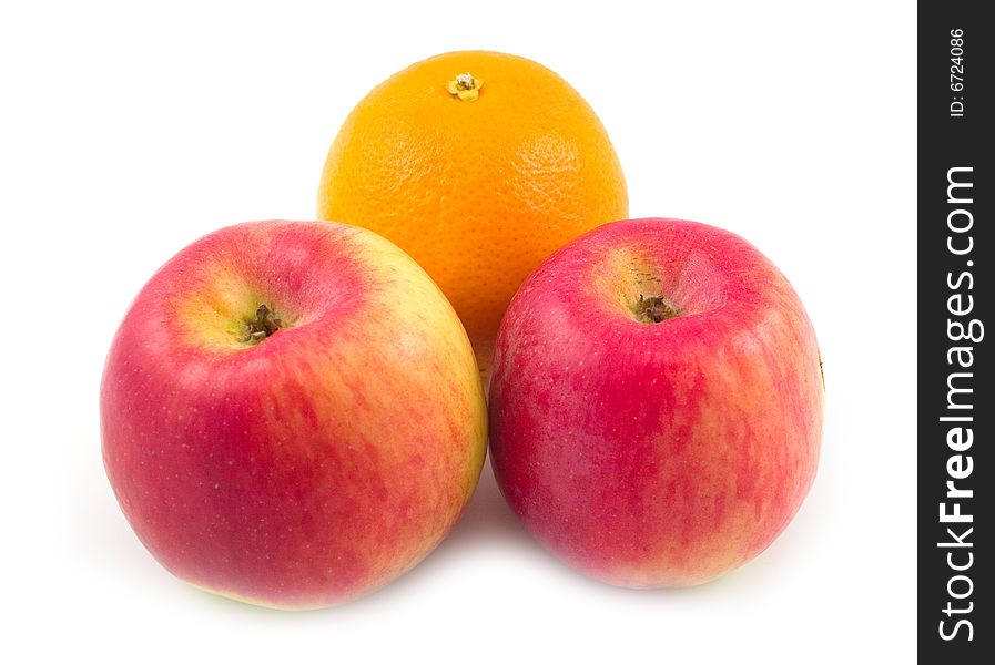 Red ripe apples plant tasty meal with beautiful orange on white background