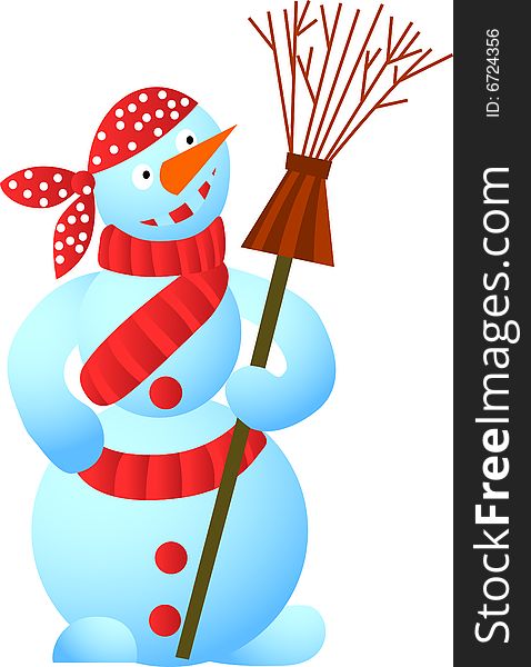 Cool snowman - pirate with a whisk