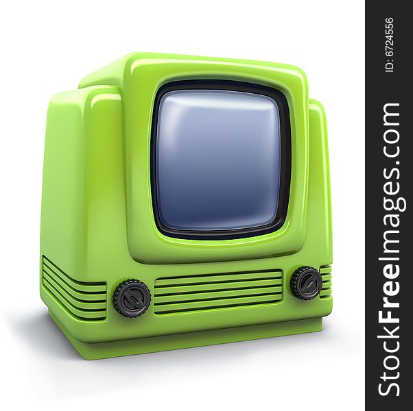 Illustration of a green vintage television set. Illustration of a green vintage television set
