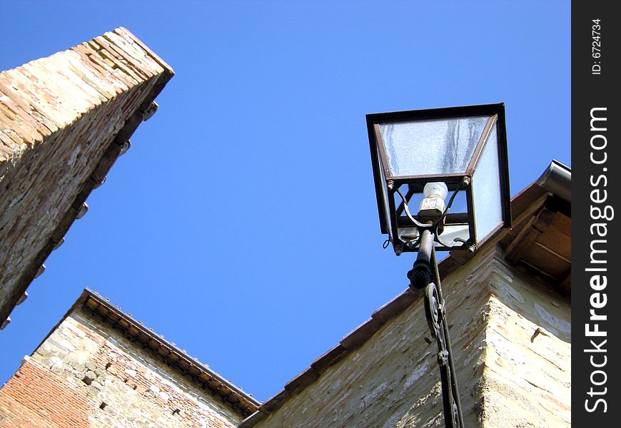 Glimpse of old walls characteristic of the Tuscan country