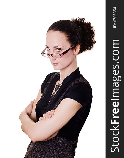 Young Woman On White Background