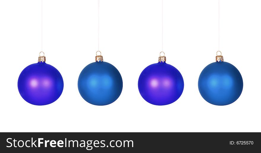 Details four ornament balls on white background