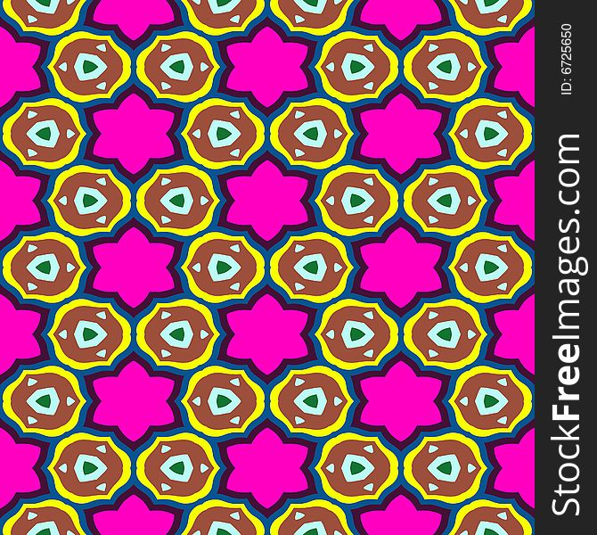 Retro texture with purple stars and shapes in brown and yellow. Retro texture with purple stars and shapes in brown and yellow