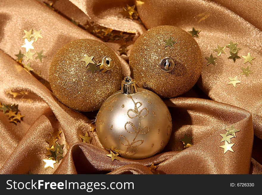 Details of golden ornament balls