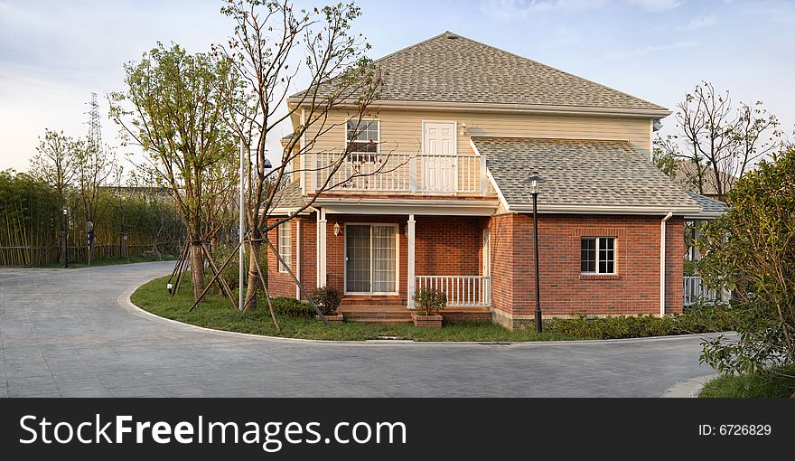 Panorama of single story bungalow