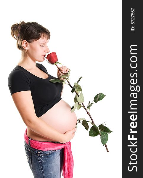 Pregnant Woman With A Rose