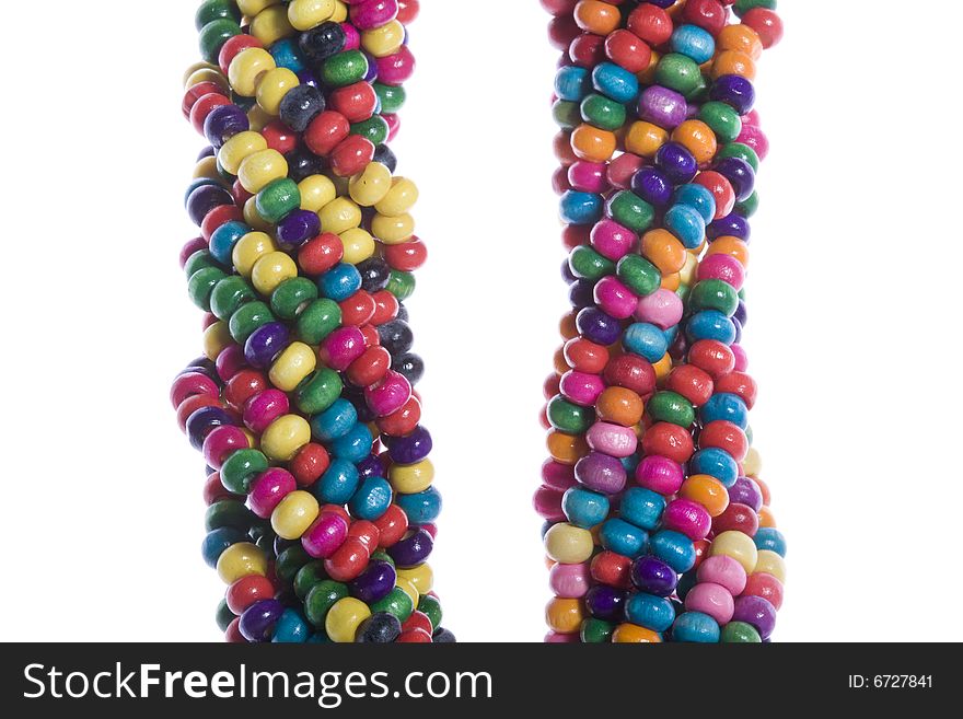 A string of colorful  beads. A string of colorful  beads