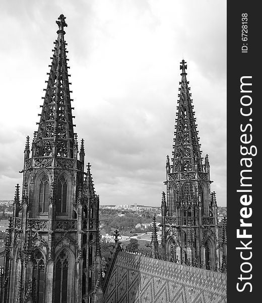 Black and White Spire Towers Horizon