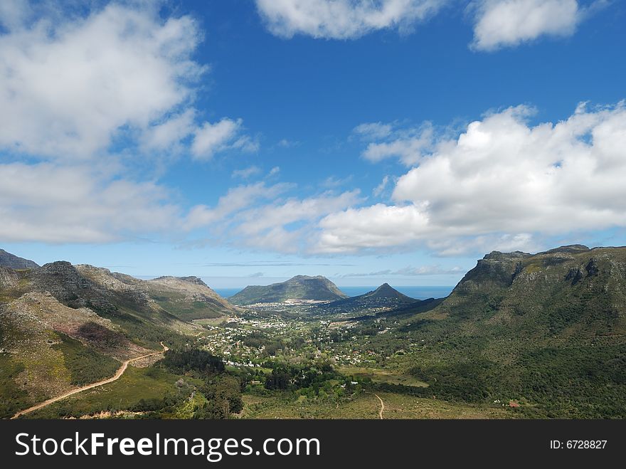 The small fishing village of Hout Bay lies in the Disa river valley which is found in Cape Town, South Africa.