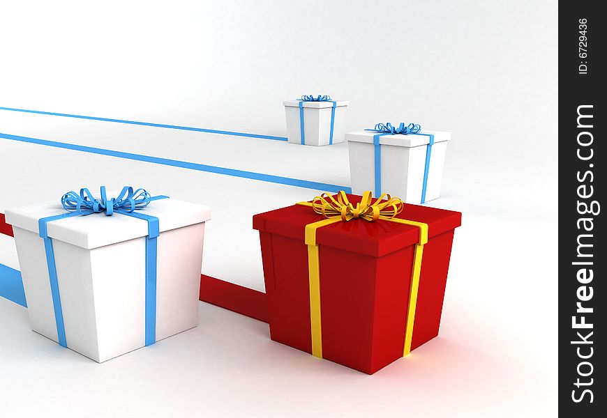 Series of wrapped gifts, 3d illustration
