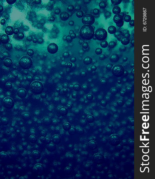 Blue bubbles, abstract water shot