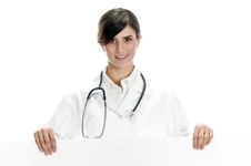 Lady Doctor Standing With Placard Stock Image Lady Doctor Standing With Placard Stock Image