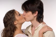 Young Amorous Kissing Couple Stock Images