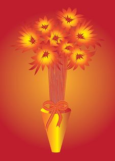 Flower Bouquet With Vase Stock Photography