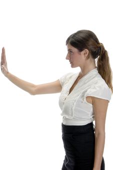 Woman Posing With Stopping Palm Royalty Free Stock Photos Woman Posing With Stopping Palm Royalty Free Stock Photos