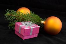 Two Yelow Christmas Balls Royalty Free Stock Images
