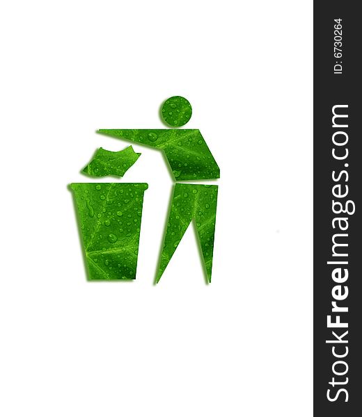 Green recycle symbol on white