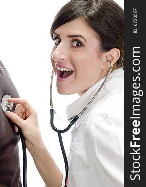 Posing Smiling Lady With Stethoscope